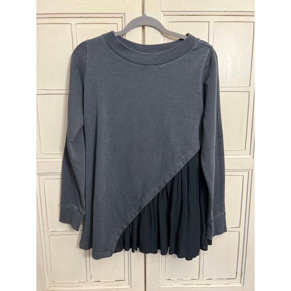 Soft Surroundings size XS gray and black sweatshirt top mixed fabric - Picture 1 of 4